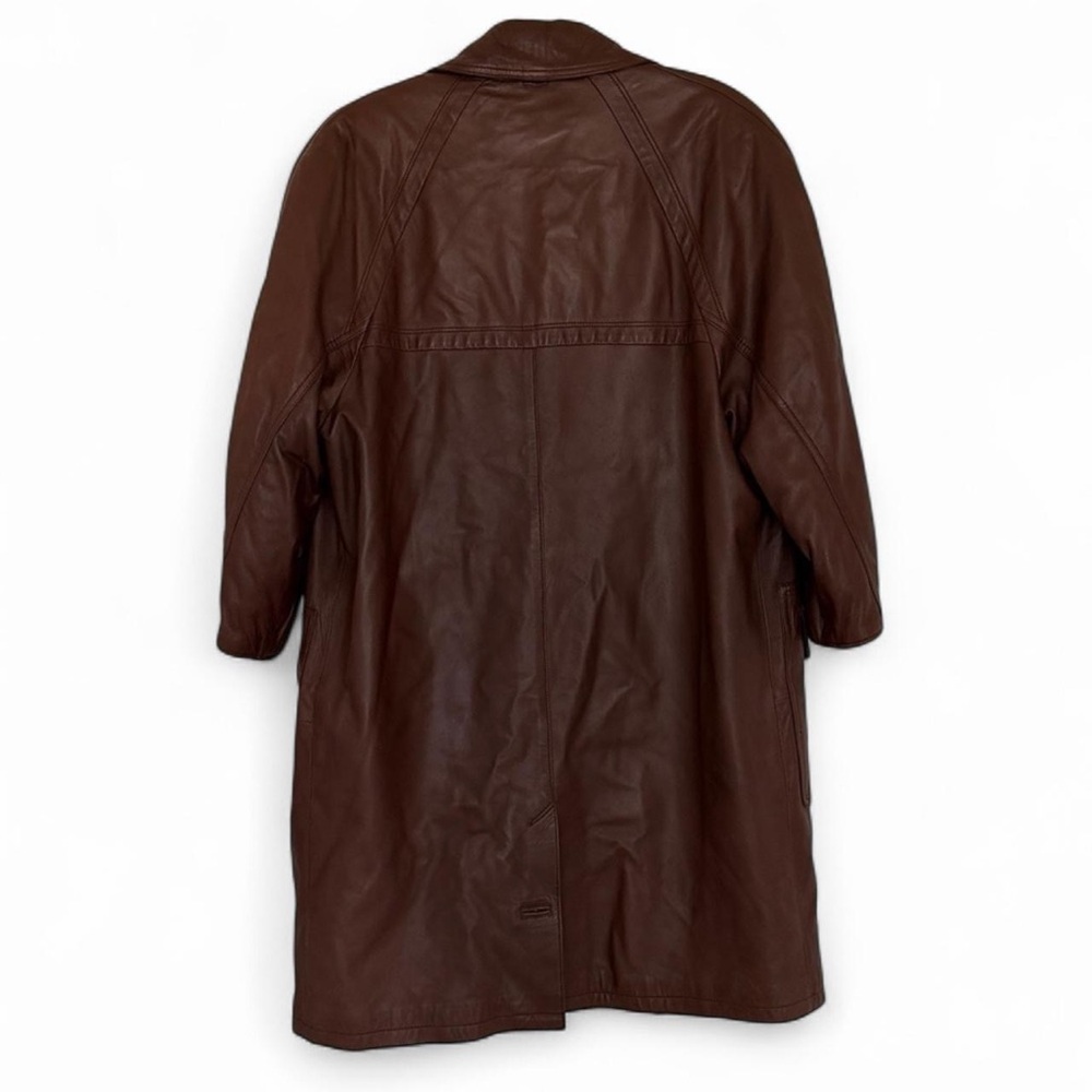 Vintage Italian Brown Leather Trench Coat M/L - Picture 5 of 10